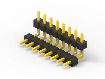 Male 16 Pin Header Connector 2.54 Mm Pitch , Double Plastic Square Right Angle Pin Header