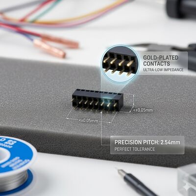 Automotive Grade 2.54MM Dual Row Female Header Connector Gold Flash PA9T High Vibration PCB Through Hole IP67