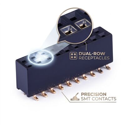 Shrouded Box Header Style 2.54MM Dual Row Female Connector Gold Flash PA6T Polarized Keyed PCB Through Hole