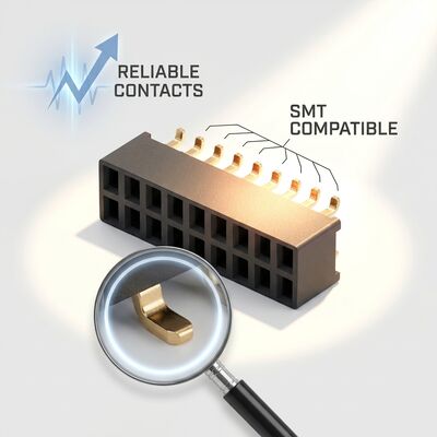 Elevated Height 8.5MM 2.54MM Pitch Dual Row Female Header Socket Gold Flash PA6T Through Hole Standing Connector
