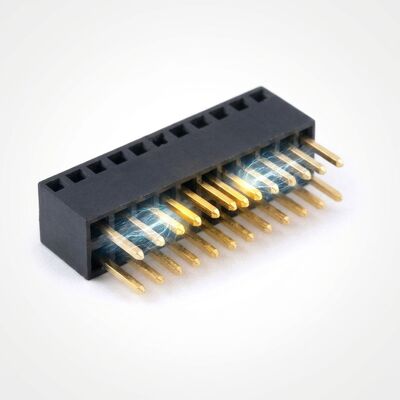 2.54mm Pitch Triple Row Female Header Connector 3x40P Through Hole Gold Flash PA6T