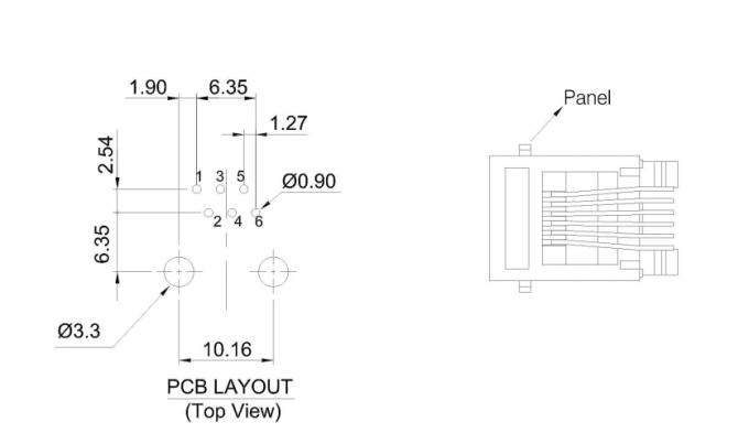 Plastic BMS RJ11 Right Angle All PBT&Pa66 6P6C PCB Socket