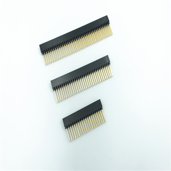 2.54mm Pitch Vertical Female Header Long Pins High Temperature Dielectric