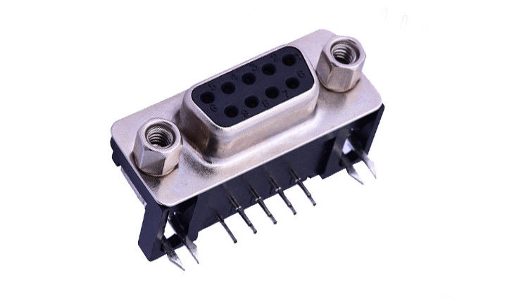 9 PIN D-SUB Socket 90 Degree 250V Rated Voltage PBT Material For Signal Interface