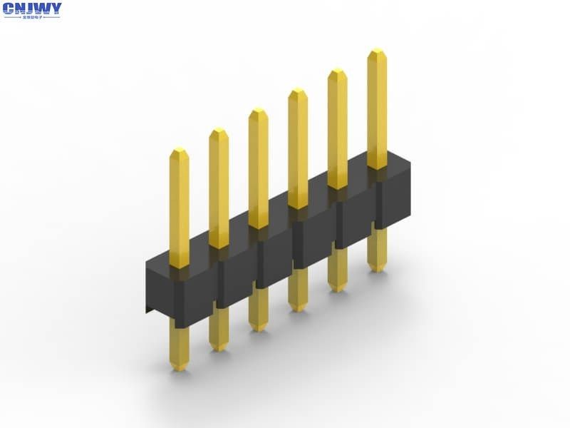 Single Row Male Pin Header Connector 6 Pin Black Plastic Body
