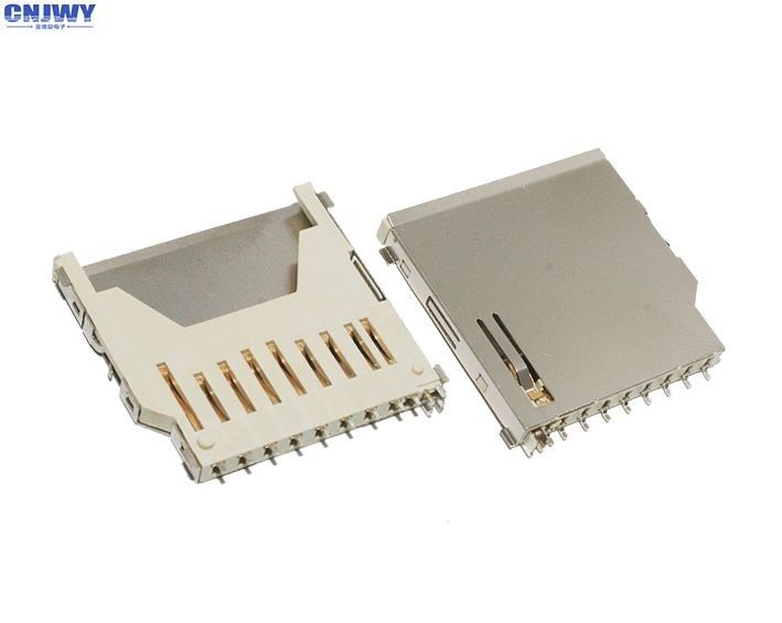 Gold Plated Micro Sd Card Holder , Full Copper Long Sd Memory Card Connector