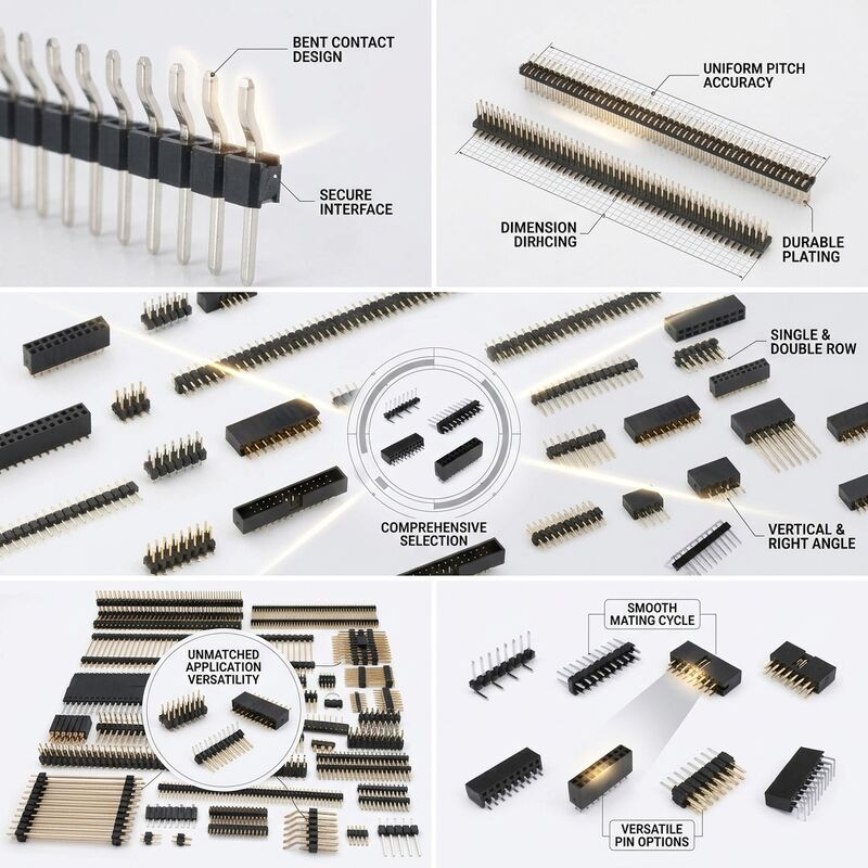 Right Angle Single Row Male Pin Header Connector 2.54mm Pitch 90 Degree PCB Through-Hole