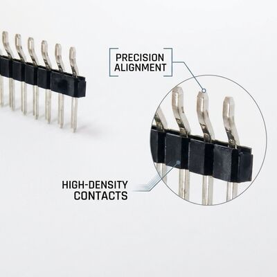 Machine Pin Round Male Header Connector 2.54mm Pitch Precision Machined Contacts Dual Row PCB