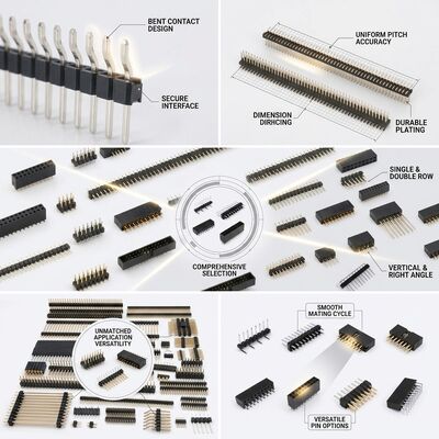 Right Angle Single Row Male Pin Header Connector 2.54mm Pitch 90 Degree PCB Through-Hole