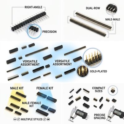 Dual Row Straight Male Pin Header Connector 2.54mm Pitch PCB Through-Hole 80-Pin Configuration