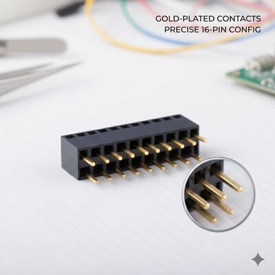 Elevated Height 8.5MM 2.54MM Pitch Dual Row Female Header Socket Gold Flash PA6T Through Hole Standing Connector