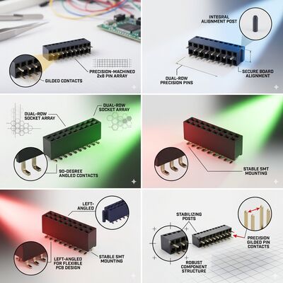 High Temperature PA9T 2.0MM Pitch Dual Row Female Header Connector Gold Flash 04P-60P PCB Socket