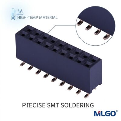 Single Row 2.54MM Pitch Vertical Female Header Connector 02P-40P Gold Flash PA6T Through Hole