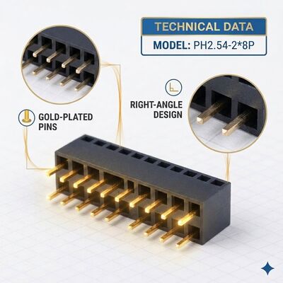 2.54mm Pitch Triple Row Female Header Connector 3x40P Through Hole Gold Flash PA6T